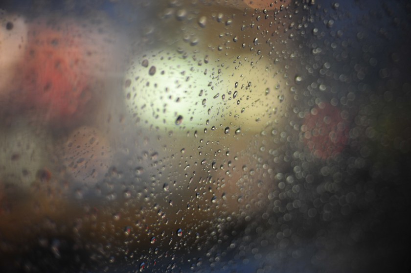 Rain on cab window