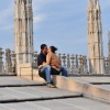 Kissing on top of church