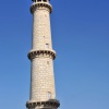 The towers lean slightly outward so if there is ever an earthquake they fall away from the main building