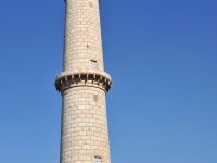 The towers lean slightly outward so if there is ever an earthquake they fall away from the main building