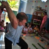 Tim does a convincing monkey impression