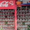 Row of empty Coke bottles