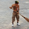 Man sweeping