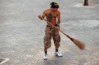 Man sweeping