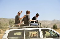 A few of us rode down on top of the trucks.